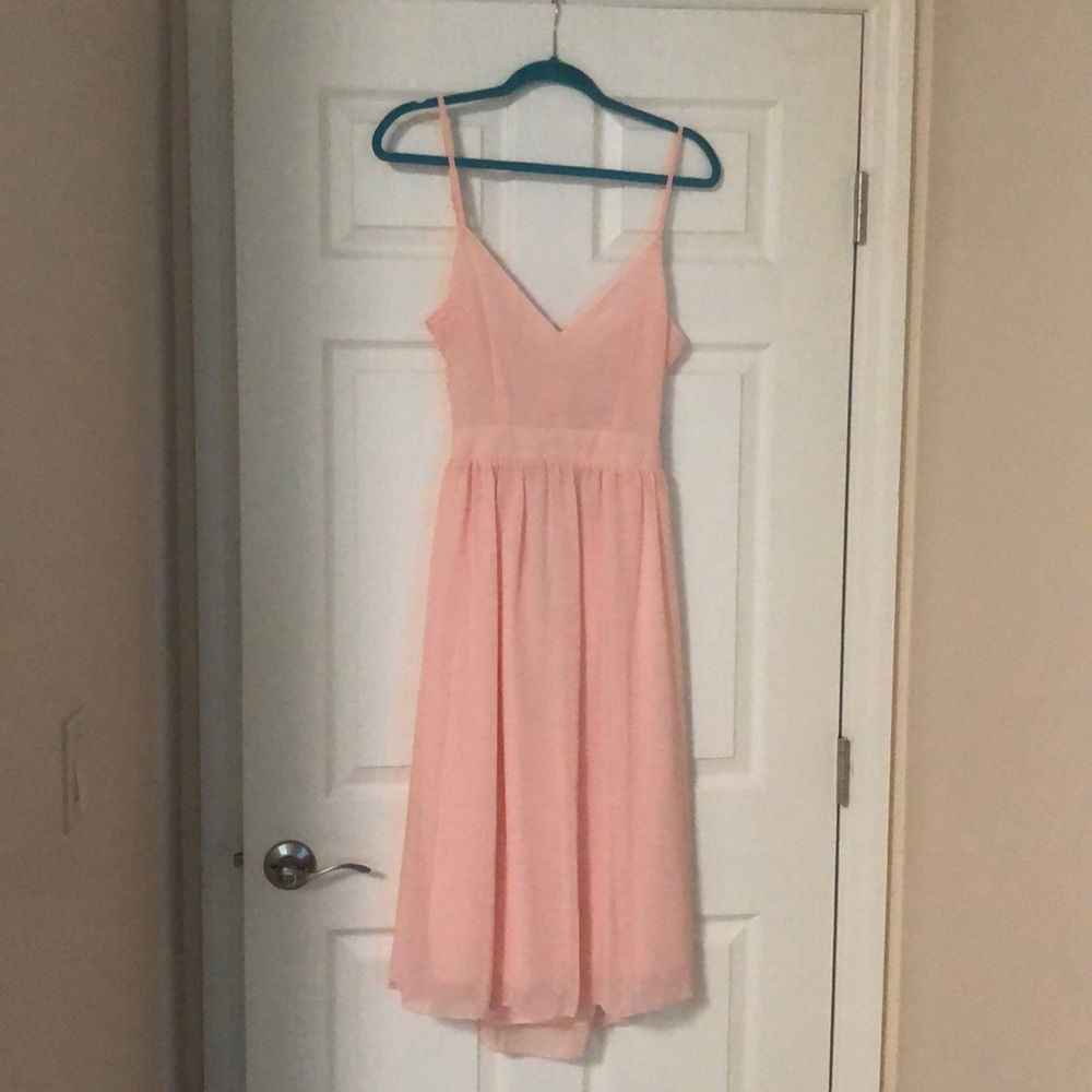Cute chiffon pink dress open back